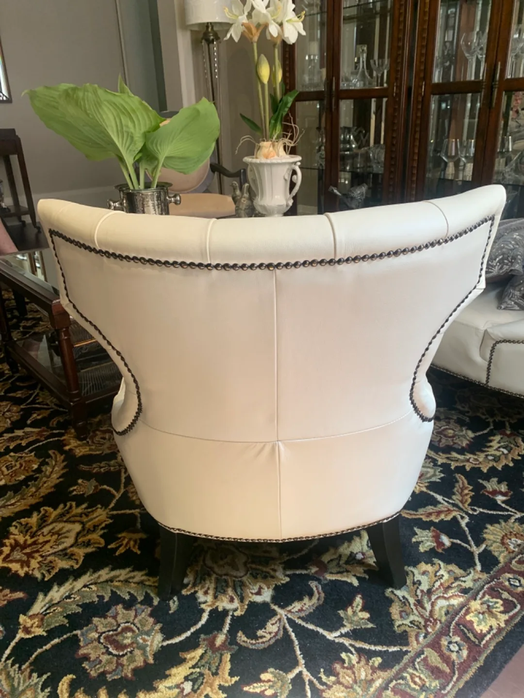 2 x Cream Leather Accent Chair image indicator(2)