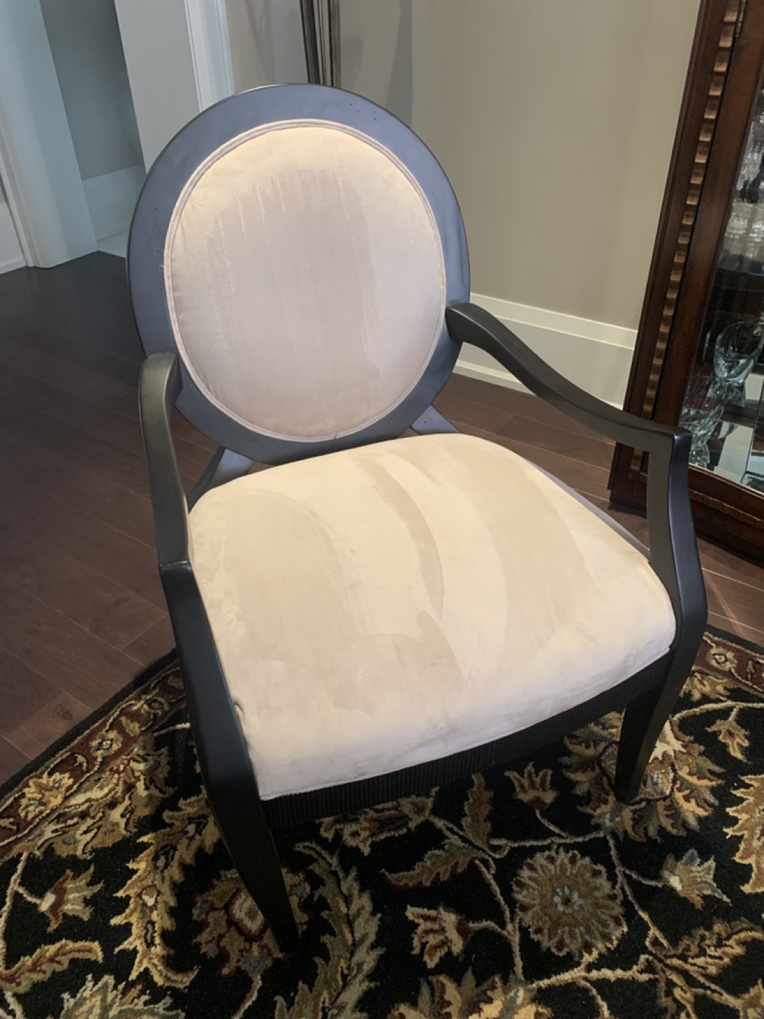 Set of 2 Elegant Armchairs- Beige and Black