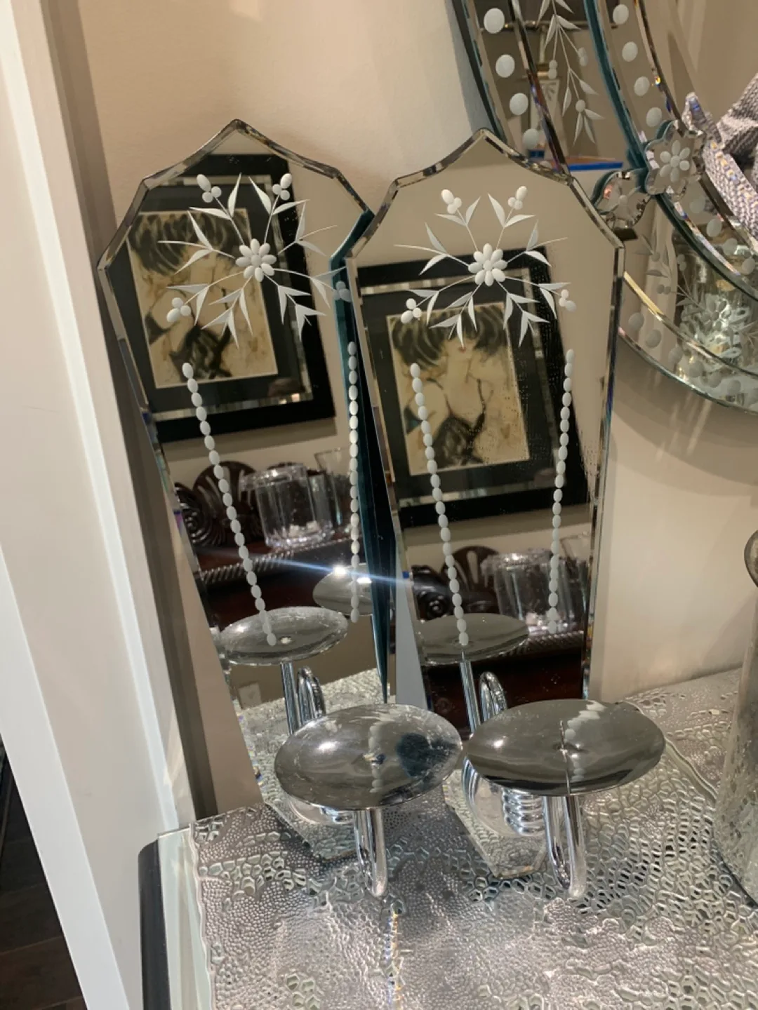 Set of Venetian Mirrored Wall Sconces - Pair thumbnail