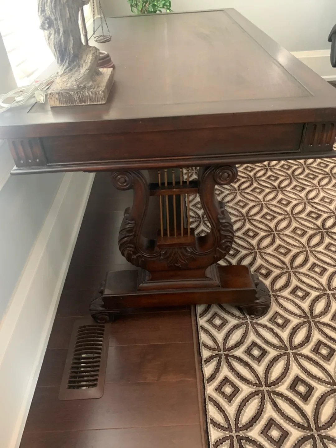 Dark Wood Desk with Drawers image indicator(3)