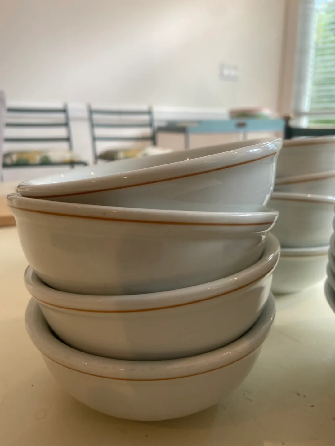 Set of White Bowls with Gold Trim image indicator(4)