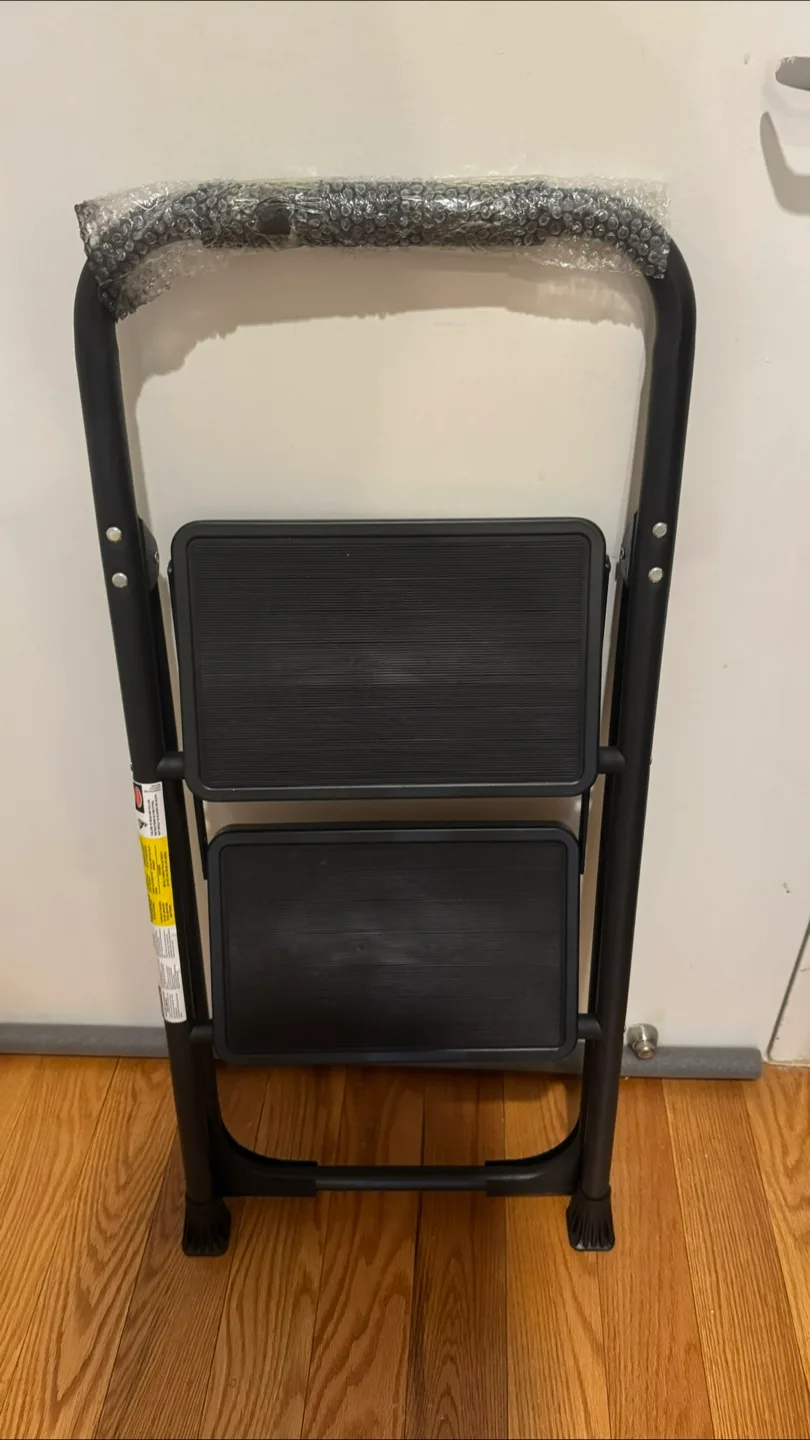 New Black Folding 2-Step Ladder