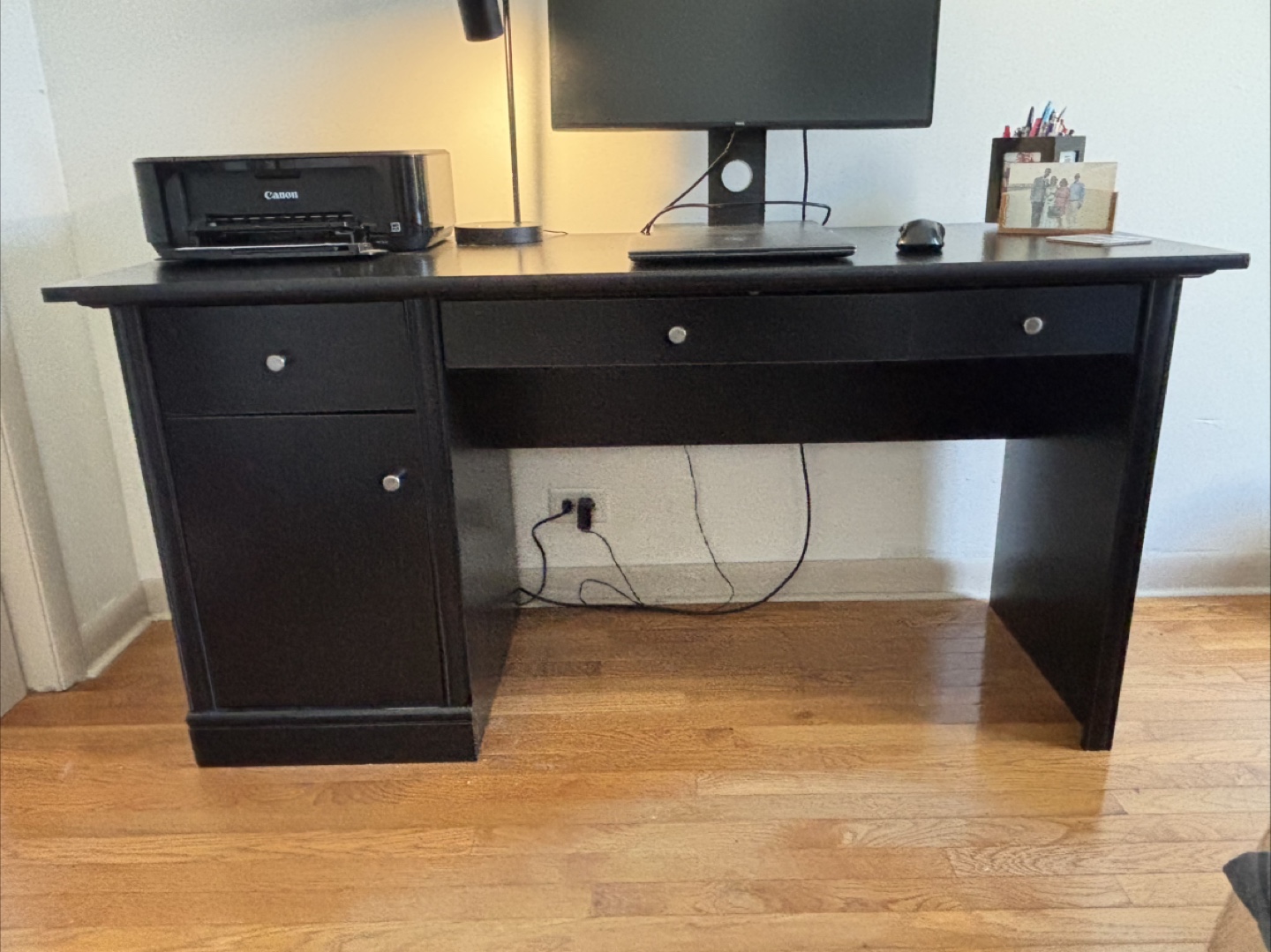 Large black wooden desk - photo 2
