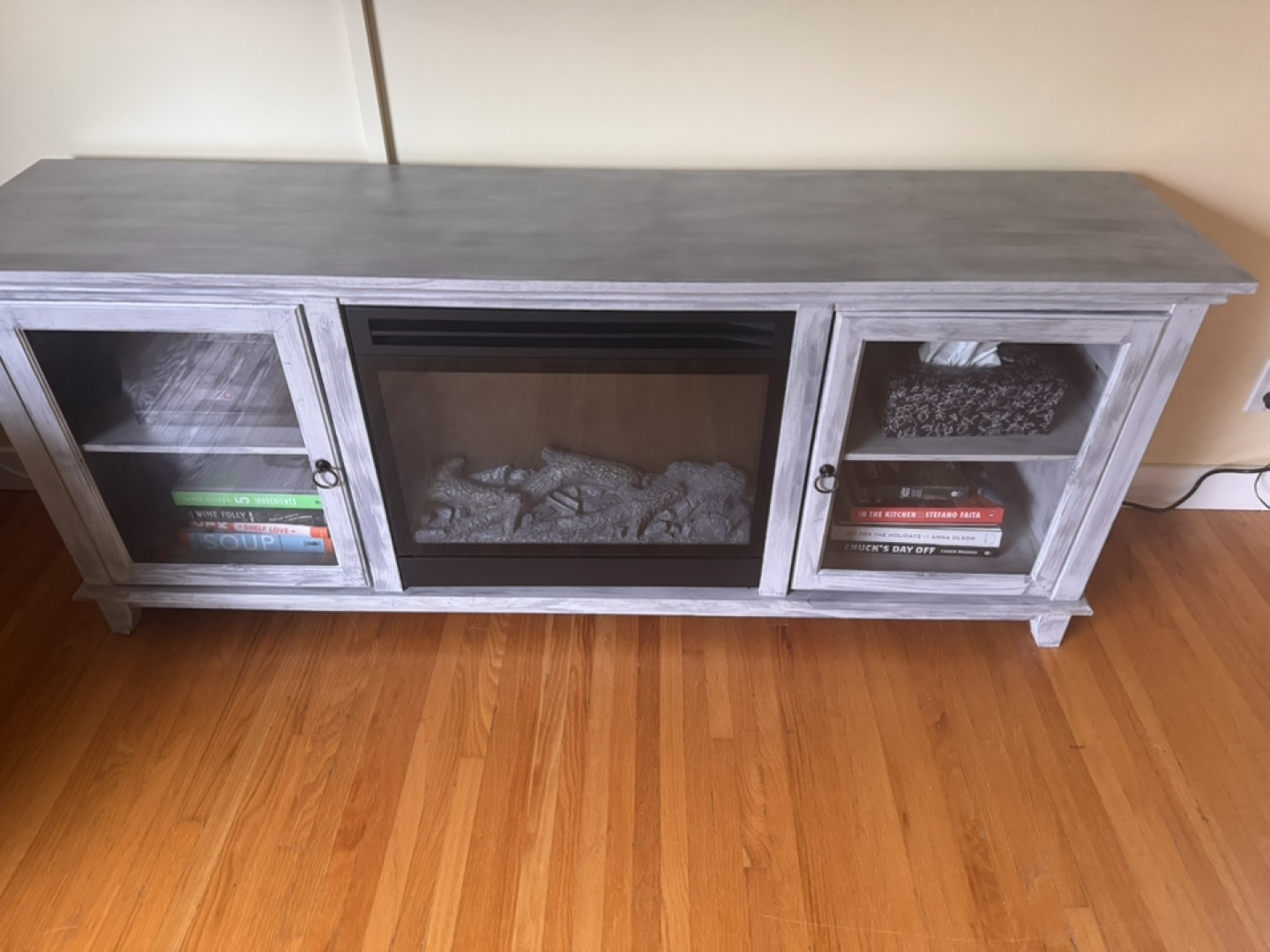 Grey Electric Fireplace TV Stand