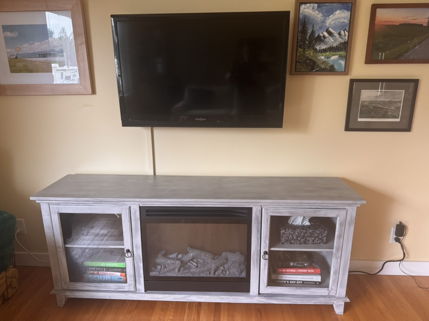 Grey Electric Fireplace TV Stand - photo 2