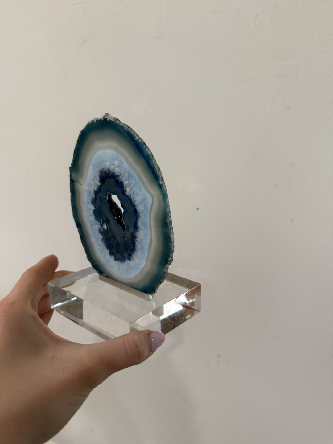 Blue Agate Slice on Stand