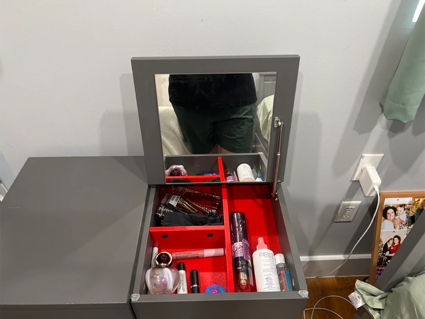Gray Vanity Desk with Mirror - photo 2