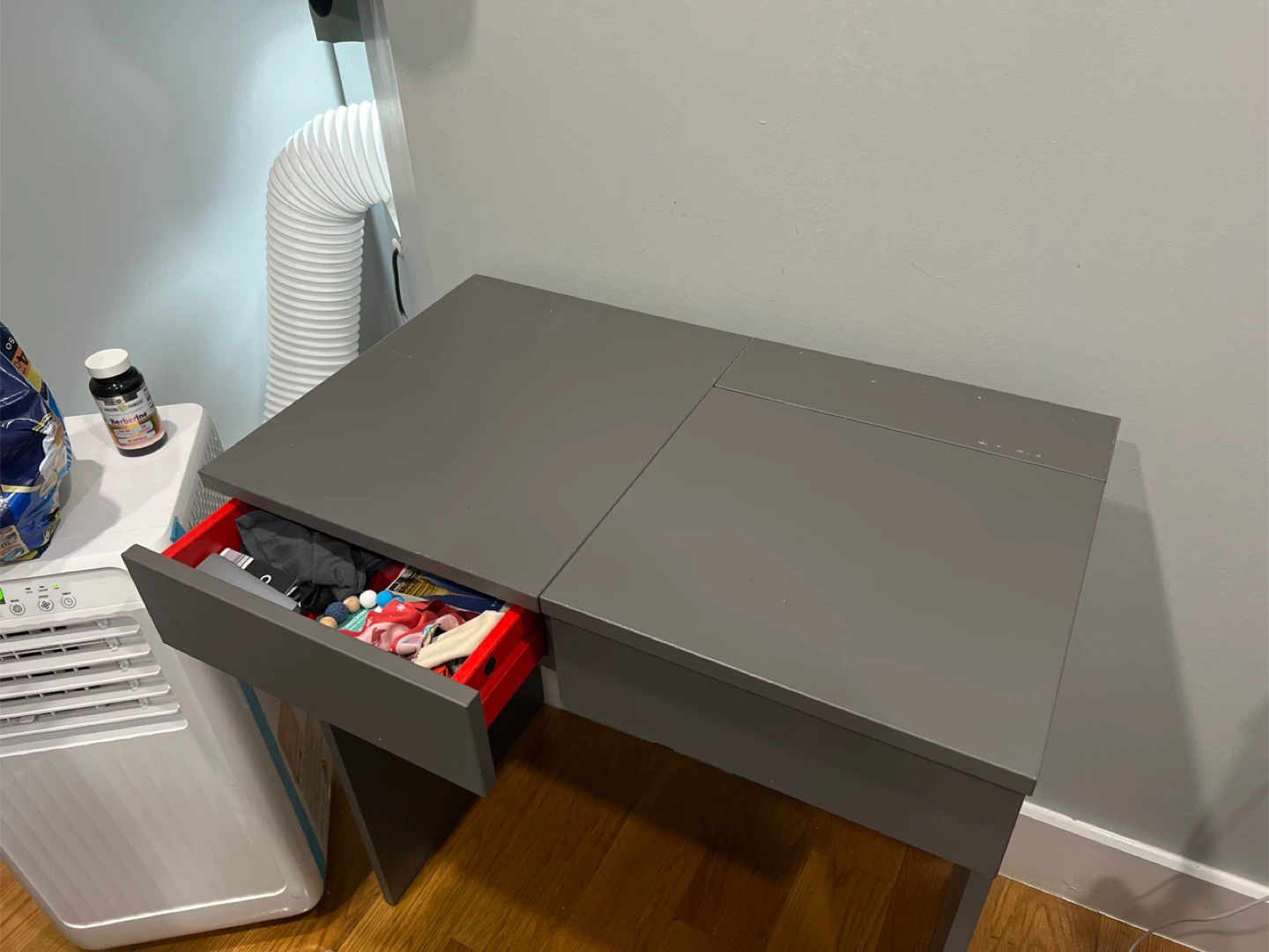Gray Vanity Desk with Mirror - photo 3