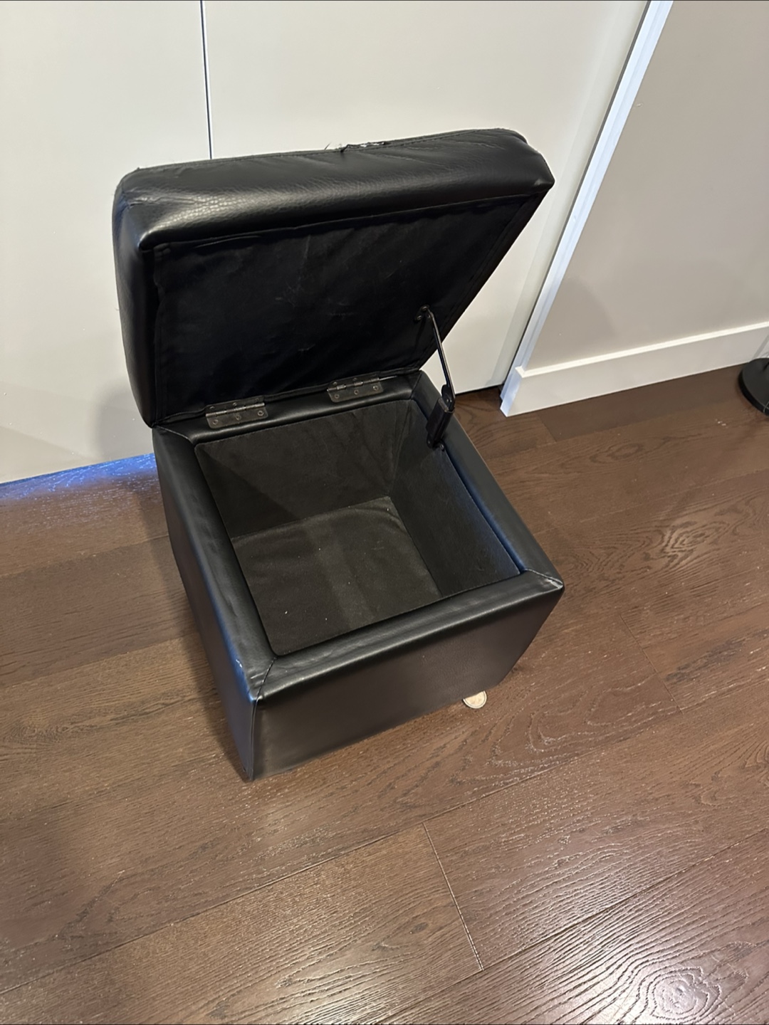 Black Leather Storage Ottoman/Foot Stool - photo 3