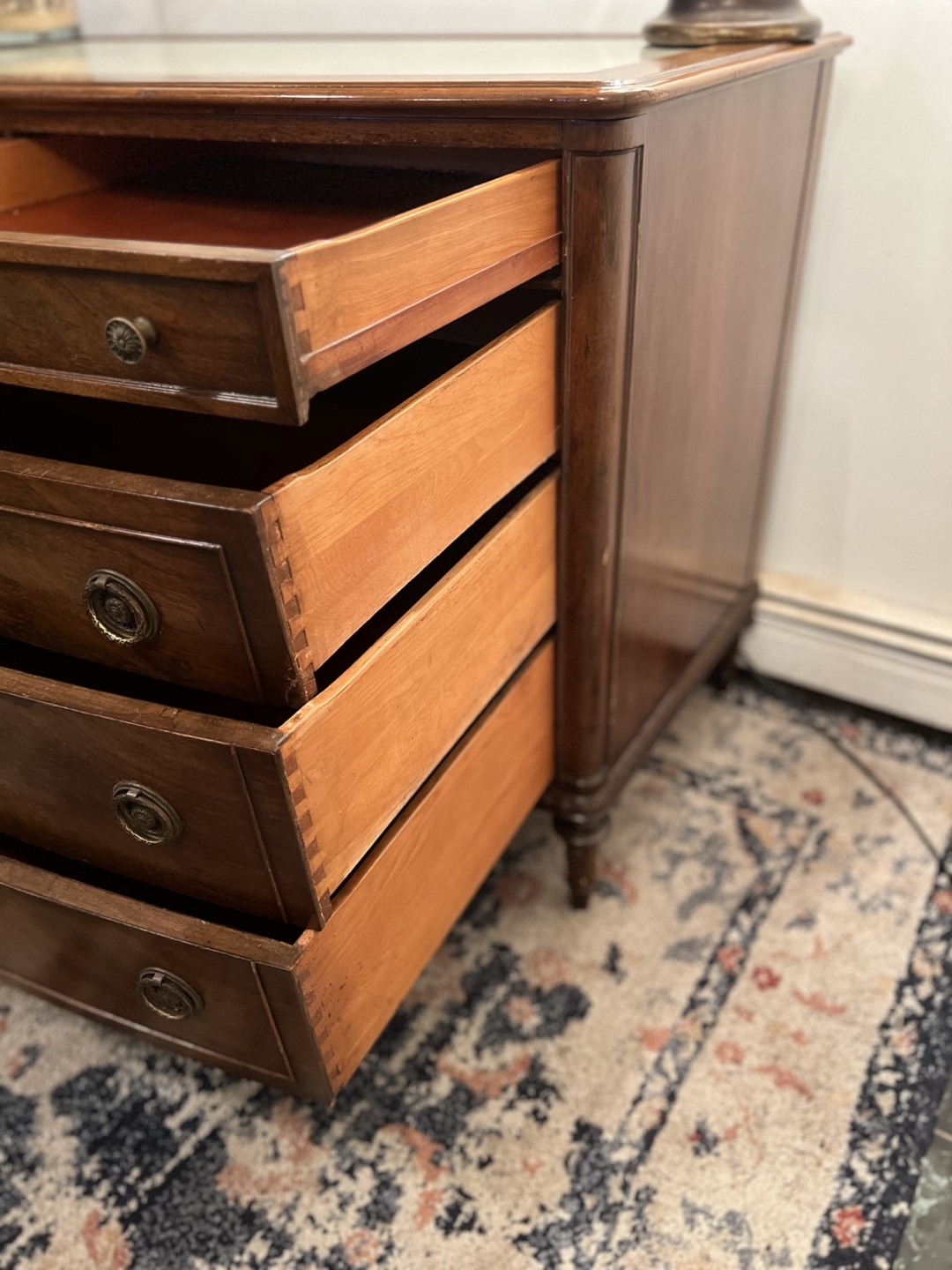 Vintage Wooden 5-drawer Dresser w/Glass Top - Delivery Extra - photo 3