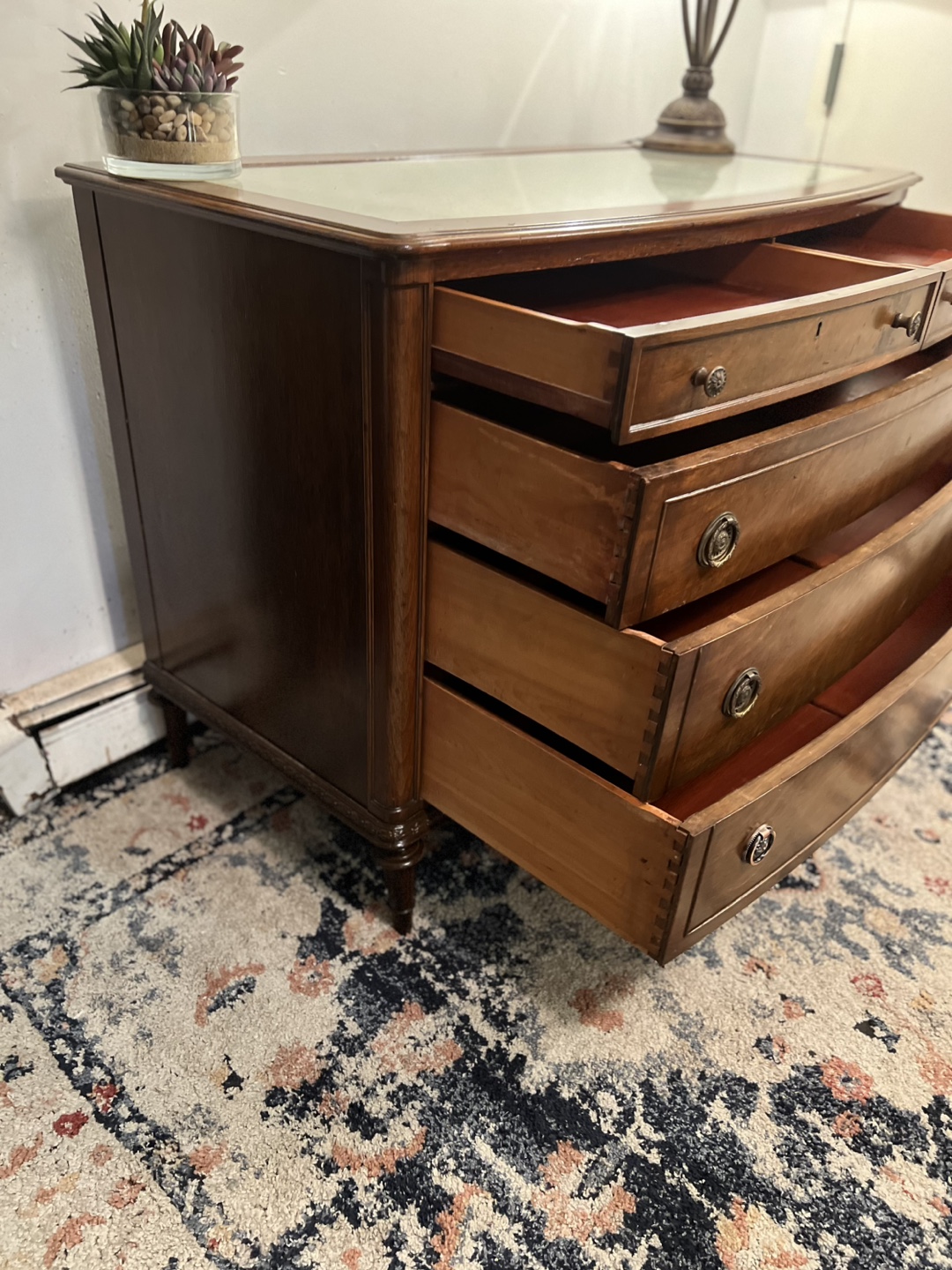 Vintage Wooden 5-drawer Dresser w/Glass Top - Delivery Extra - photo 4