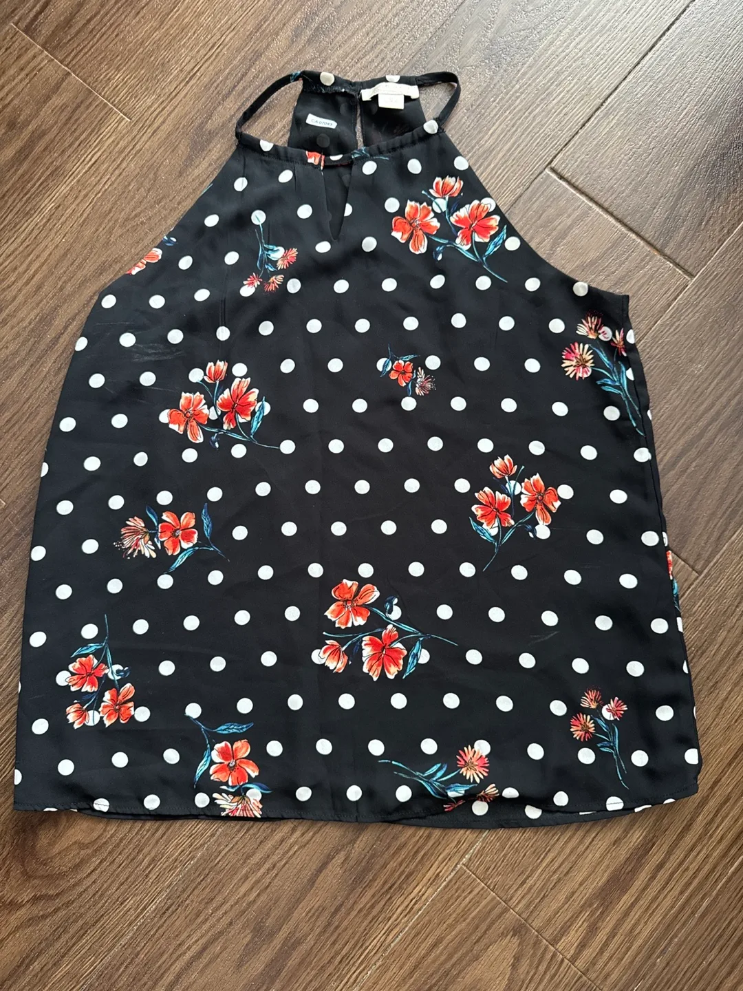 Cabi Black Floral Halter Top - Size Small thumbnail