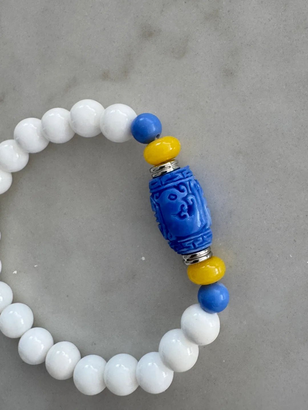 Beaded Bracelet - White, Blue, and Yellow image indicator(3)
