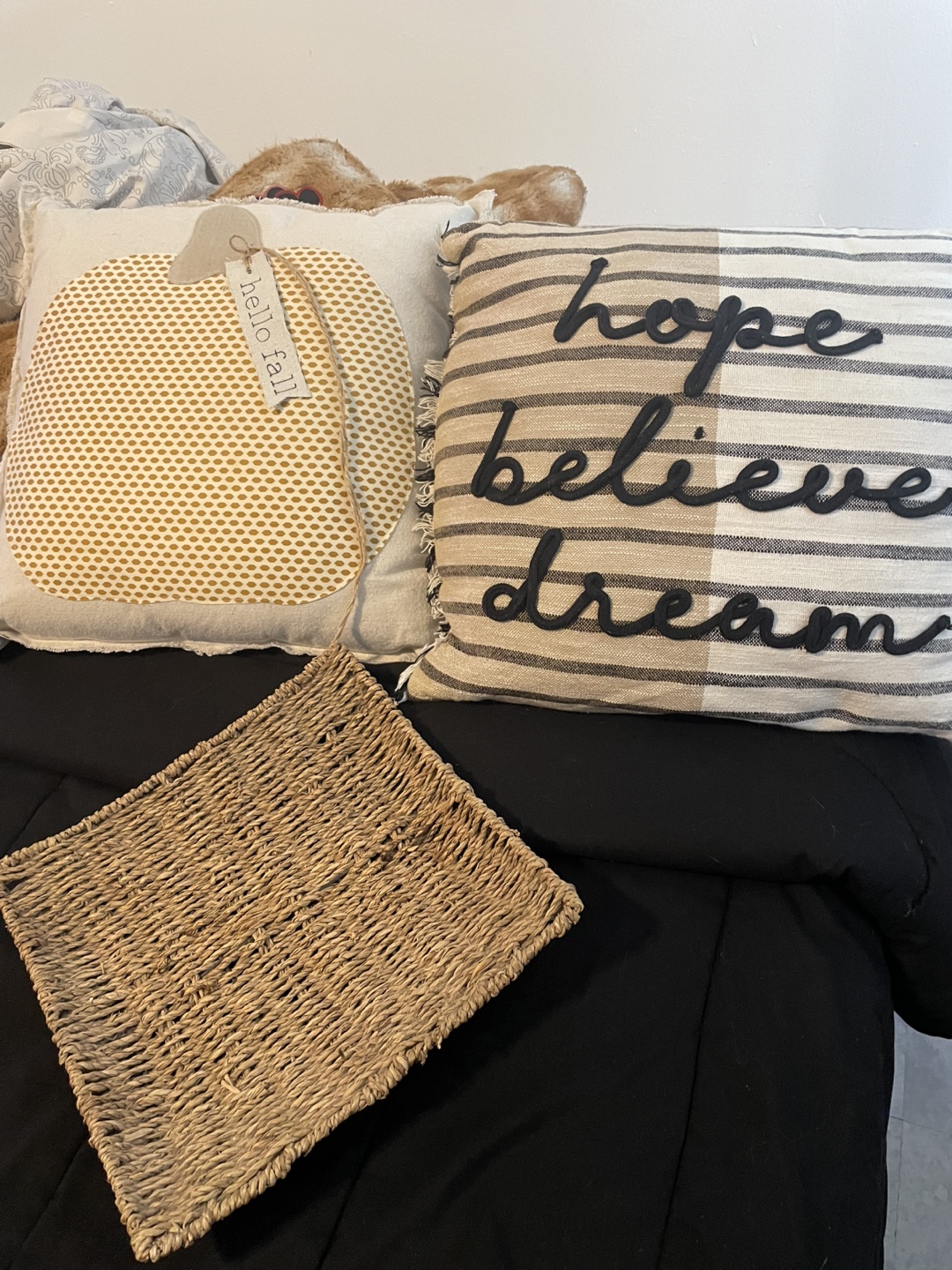 Fall Pumpkin Pillow & Striped Throw Pillow