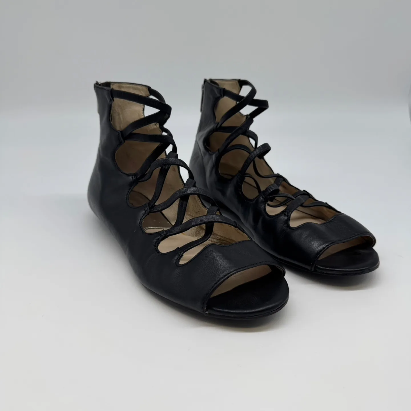 Michael Kors Black Leather Gladiator Sandals – Size 8.5M thumbnail