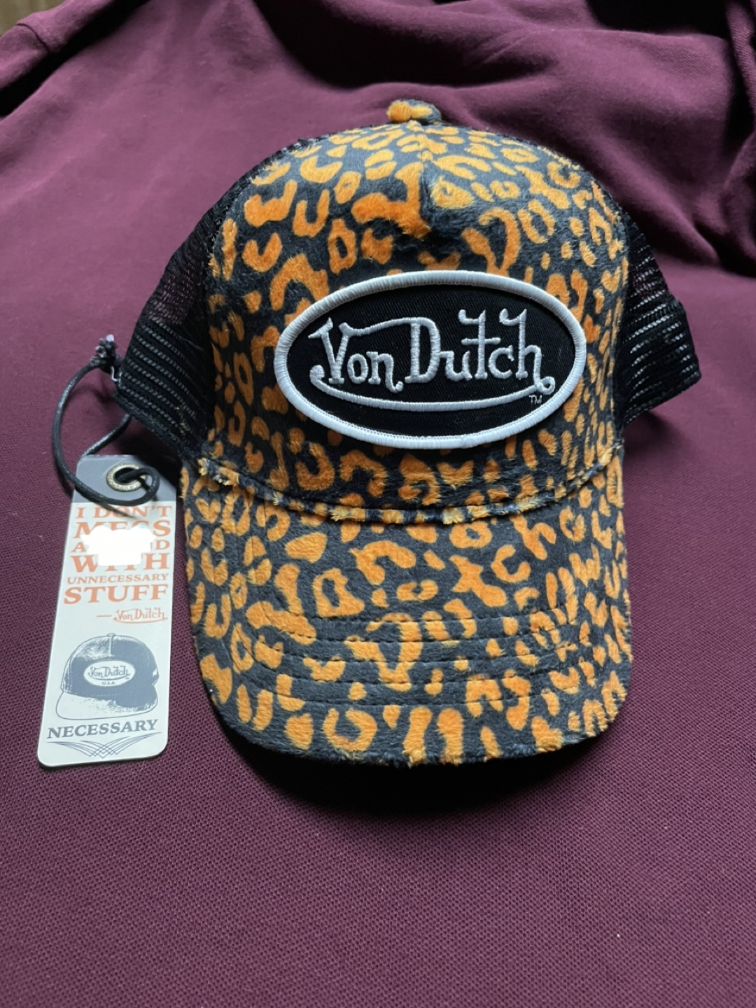 Von Dutch Cheeta Patch Trucker Hat - Tan/Black