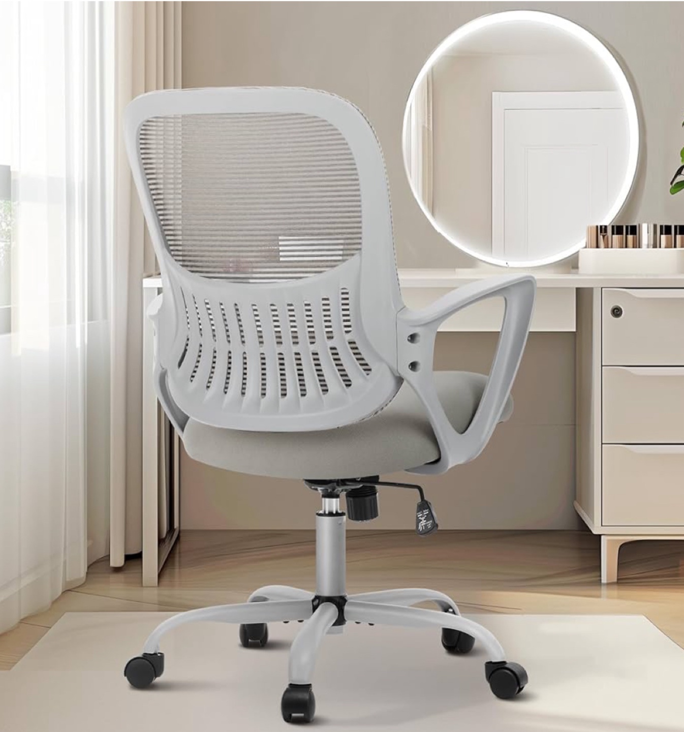 Office Chair Ergonomic Mid-Back Mesh Swivel Rolling with Wheels