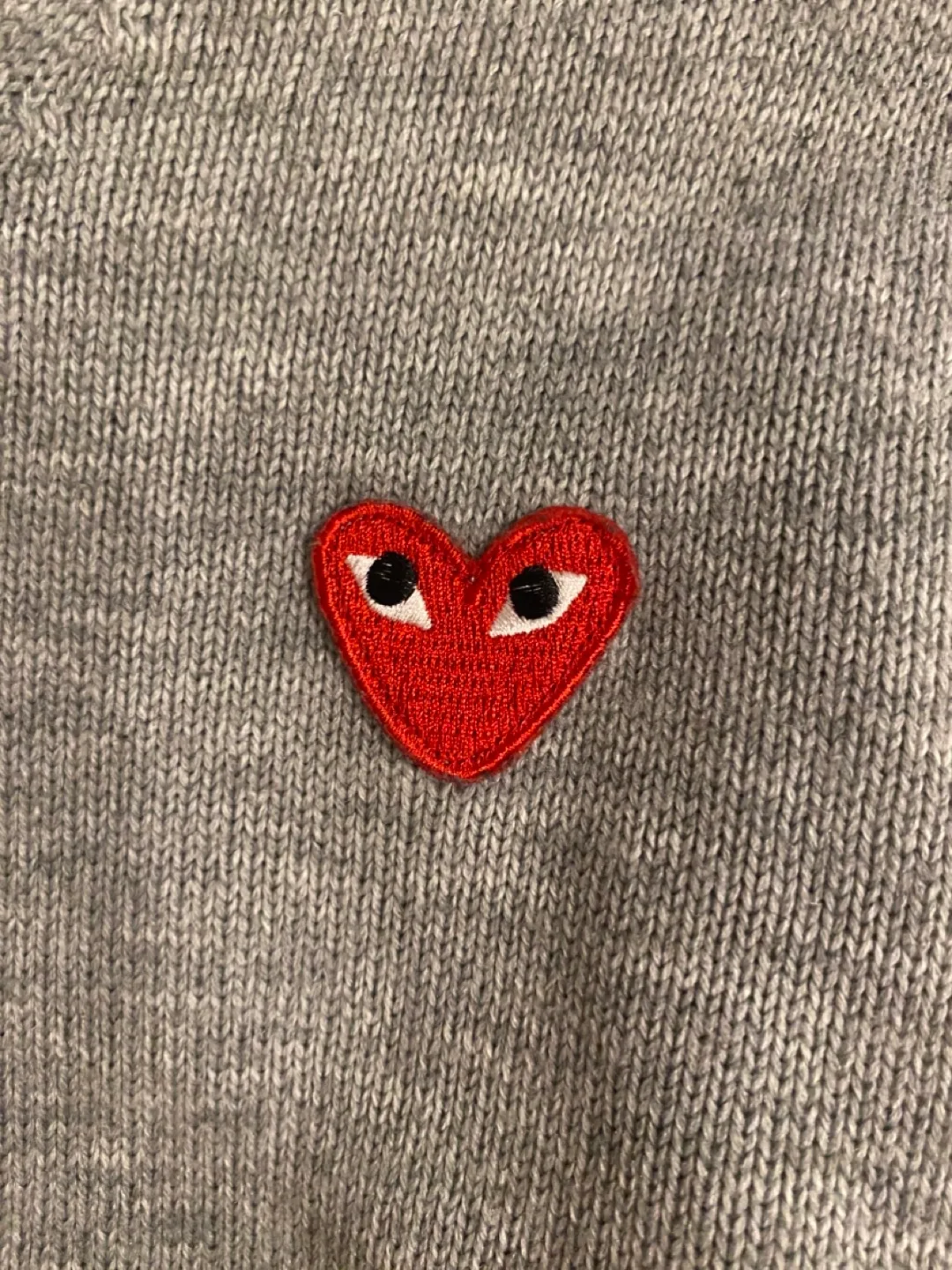 Comme des Garçons PLAY Grey V-Neck Sweater image indicator(2)