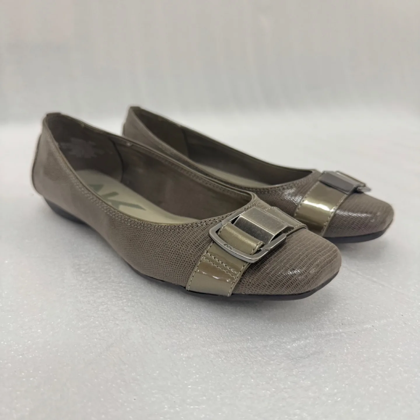 AK Sport Taupe Flats with Buckle – Size 8.5 – Like New thumbnail
