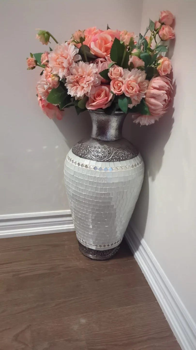 Mosaic Tile Vase with Silver Accents thumbnail