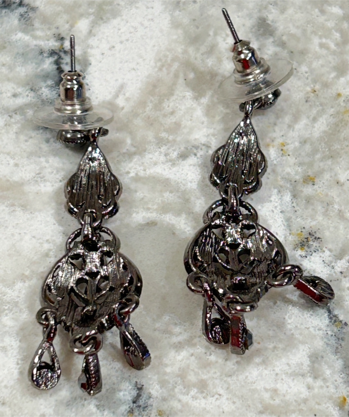 Black and Silver Toned Drop/Dangle Stone Earrings - photo 2