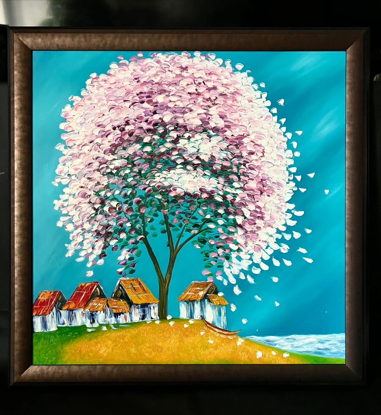 Framed Tree & Village Painting image indicator(4)