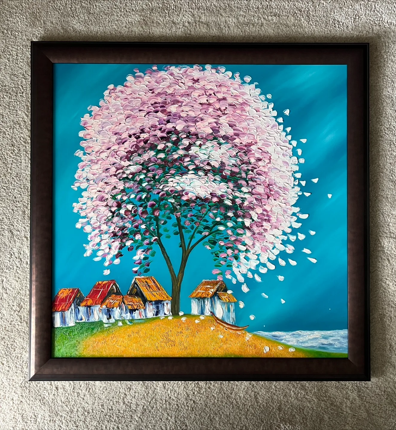 Framed Tree & Village Painting image indicator(2)