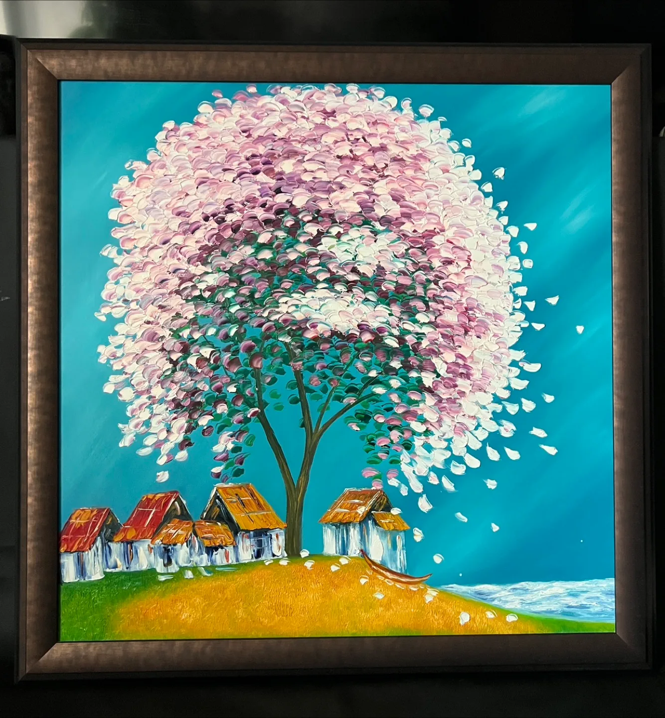 Framed Tree & Village Painting image indicator(9)