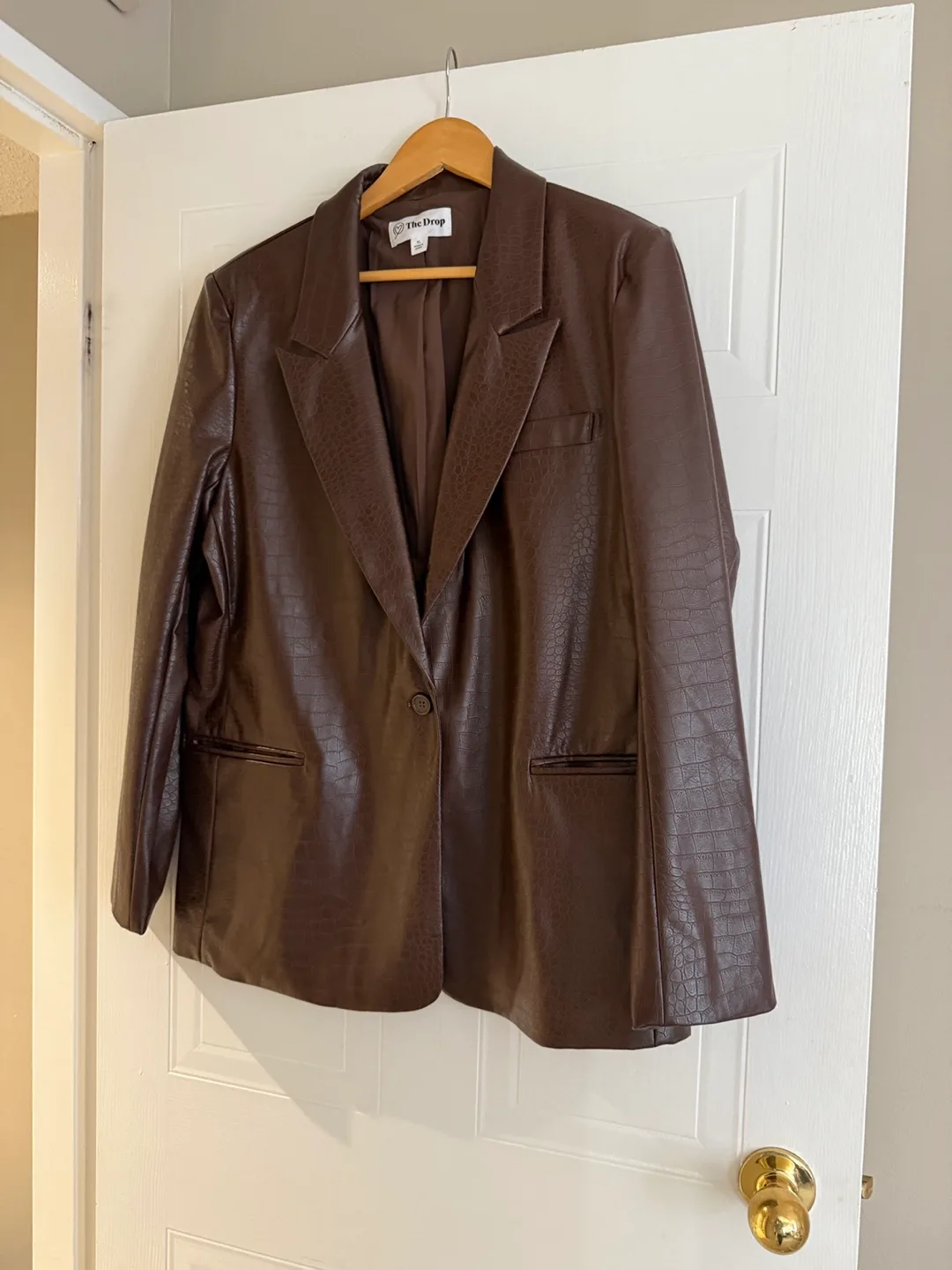 The Drop Faux Leather Blazer - XL thumbnail