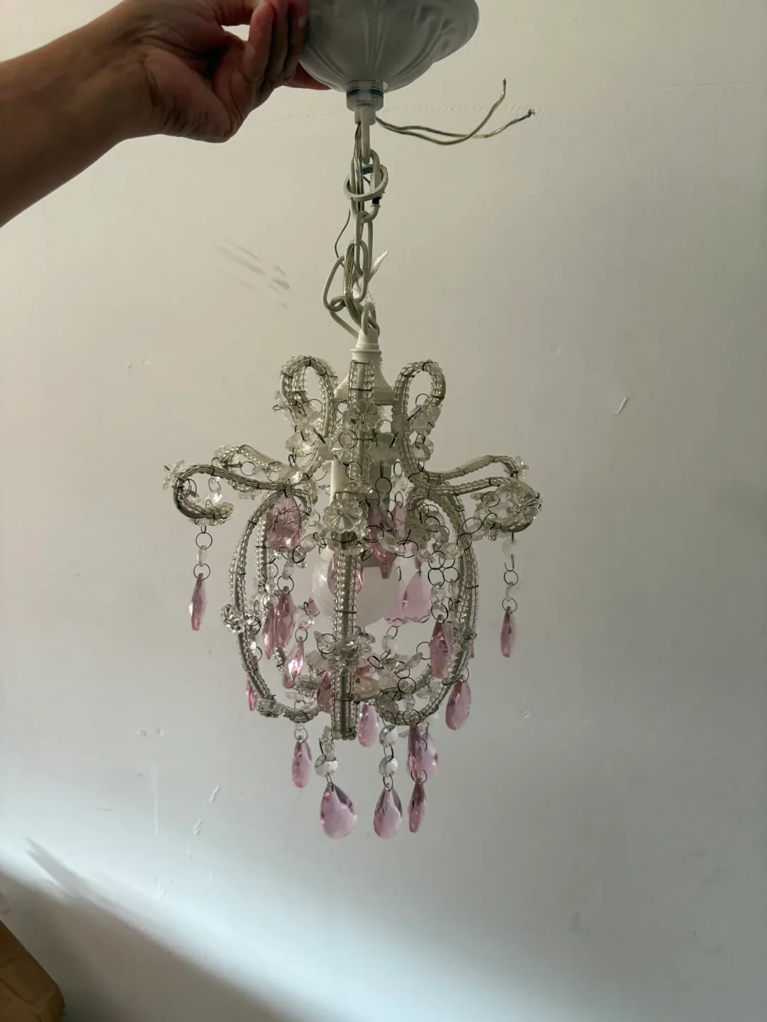 Beaded Chandelier with Pink Accents thumbnail