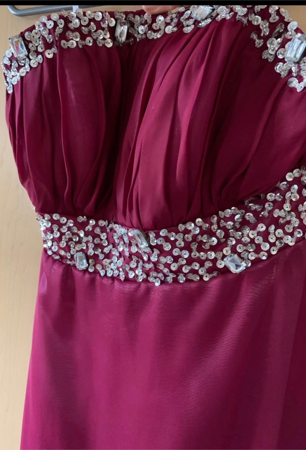 Burgundy Strapless Party Dress - photo 2