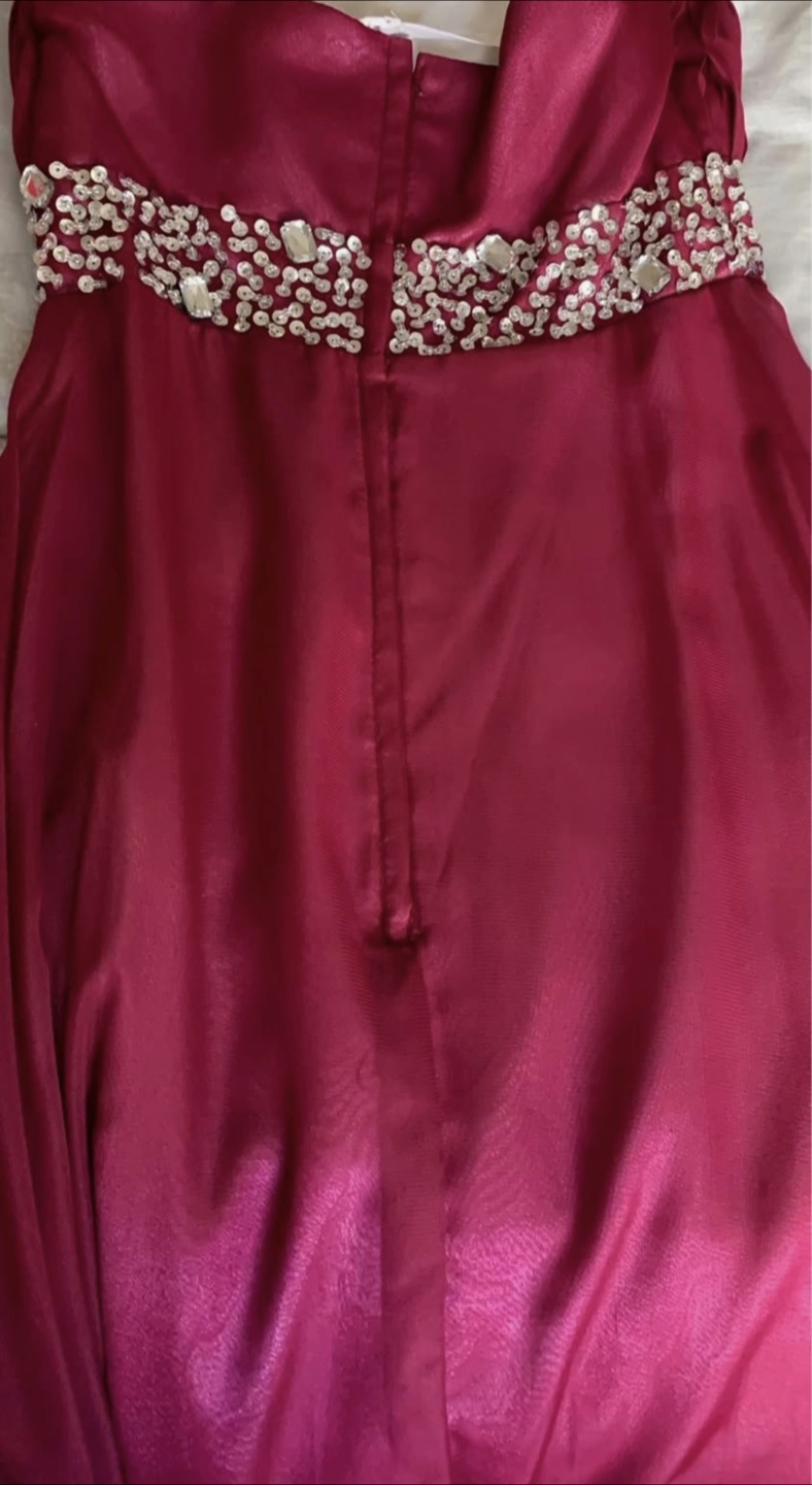 Burgundy Strapless Party Dress - photo 3