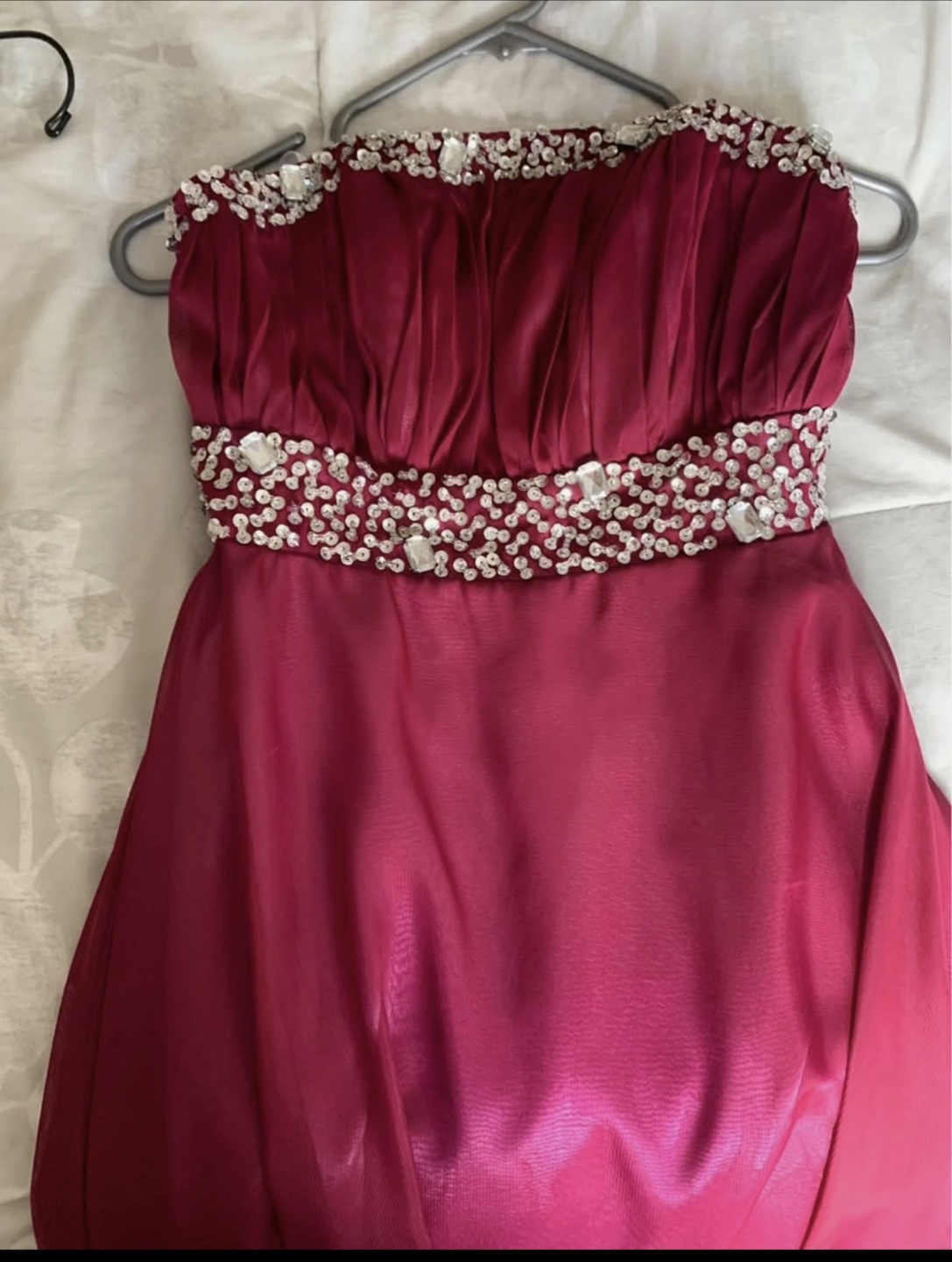Burgundy Strapless Party Dress