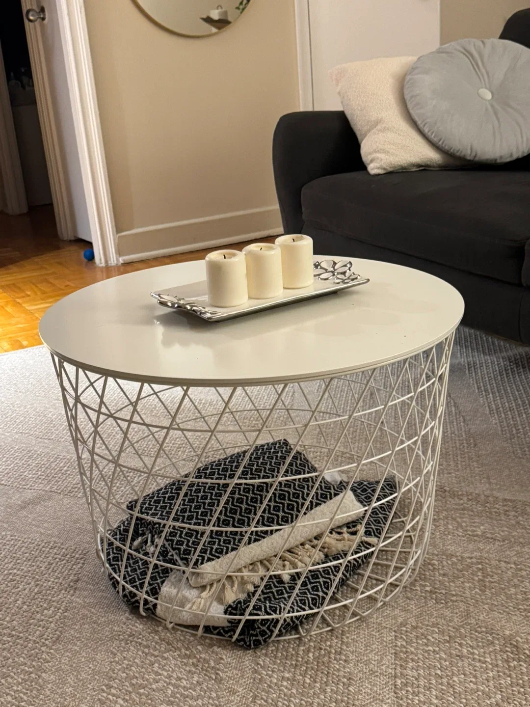 White Metal Basket Table thumbnail
