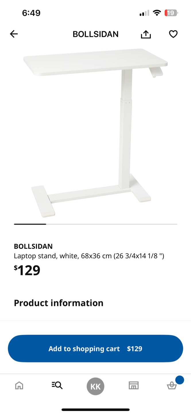 IKEA BOLLSIDAN Laptop Stand, White - photo 3