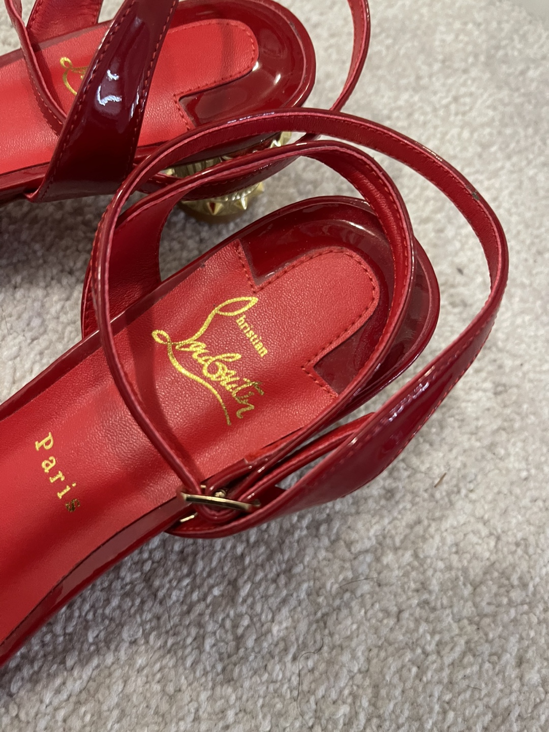 Christian Louboutin Red Patent Leather Sandals - photo 2