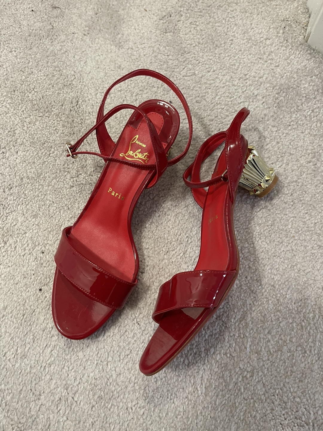 Christian Louboutin Red Patent Leather Sandals - photo 4