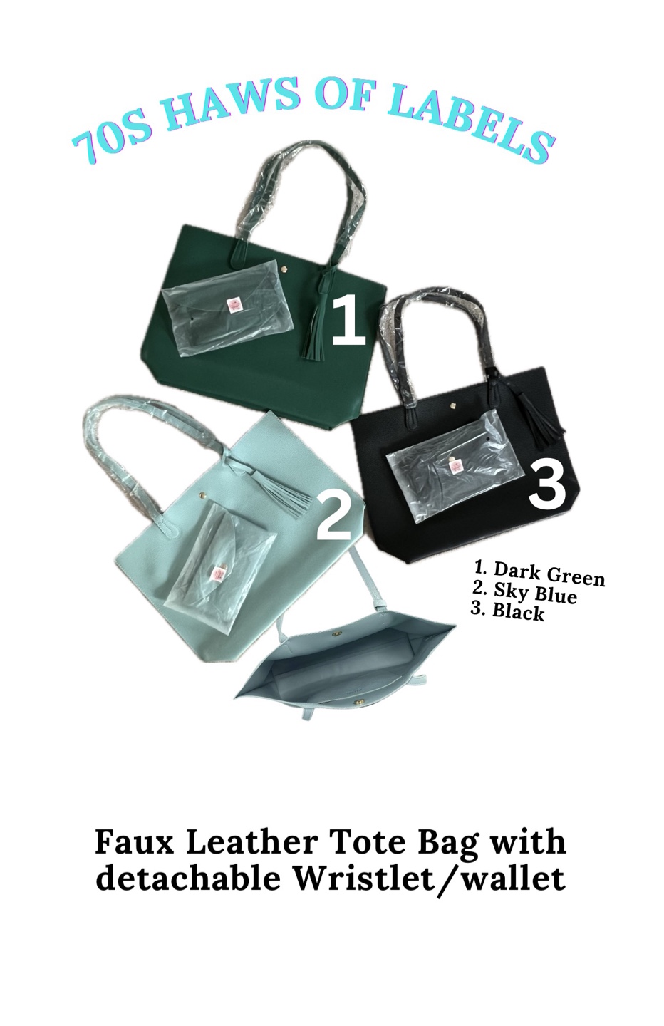 New Faux Leather Tote Bag with Wristlet