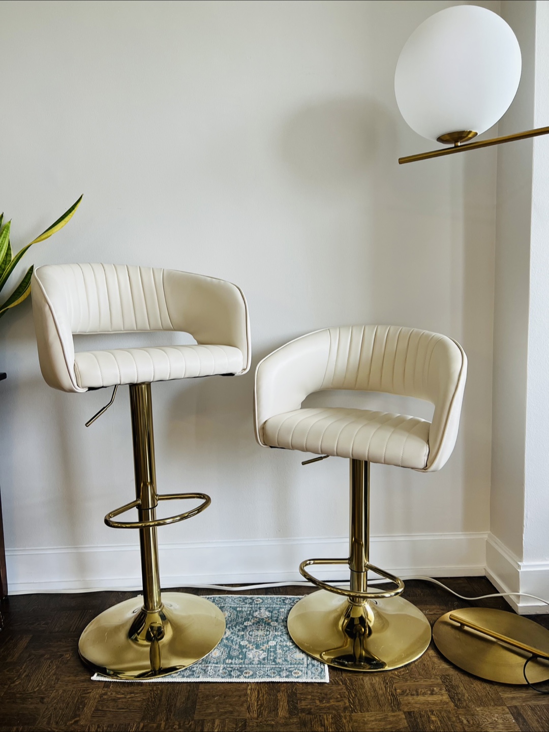 Bar Stools/Chairs - Leather seats & gold base (Set of 2) - photo 2
