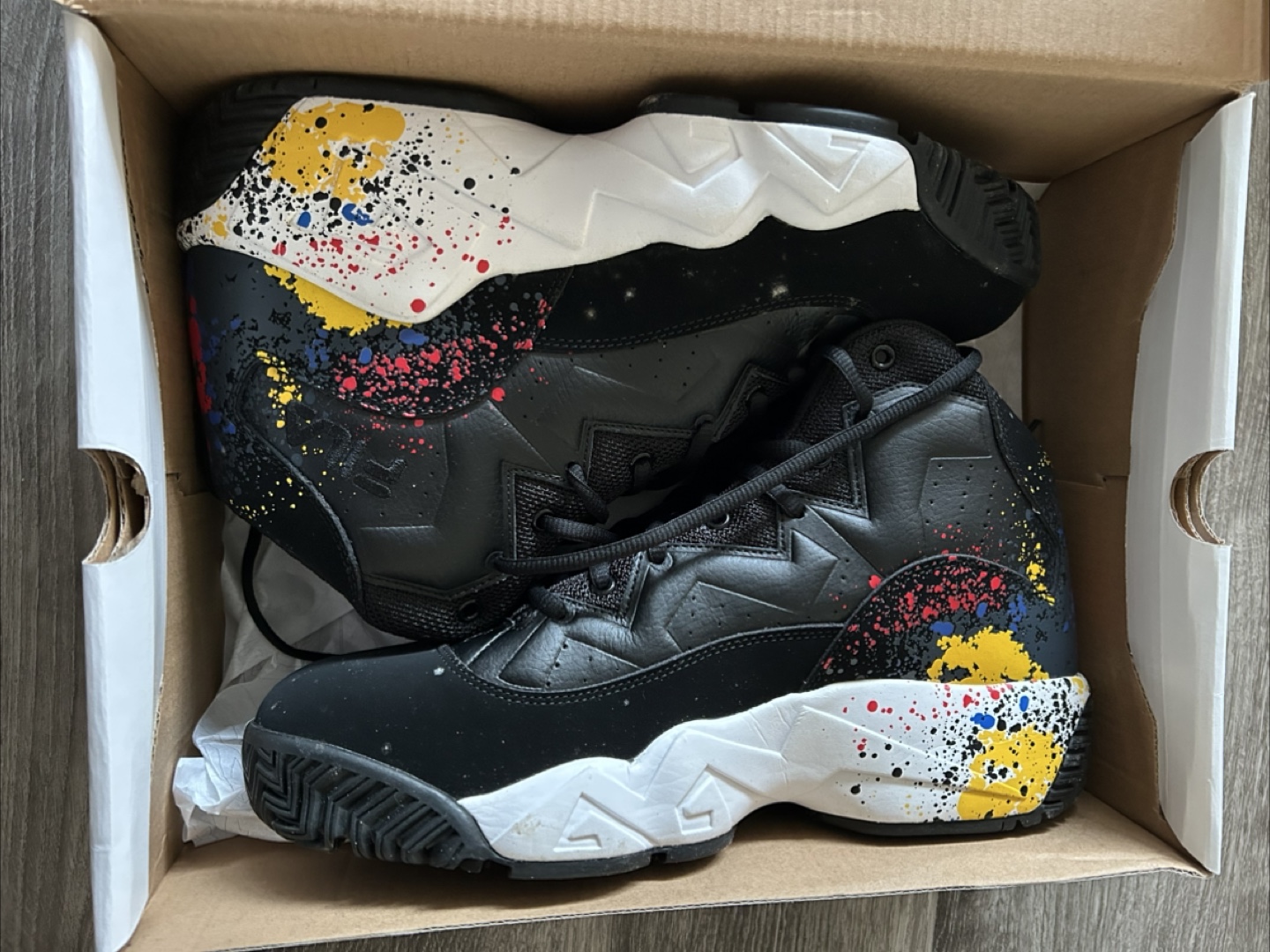 Fila Men's Grunge Mid Black Shoes, Size 12