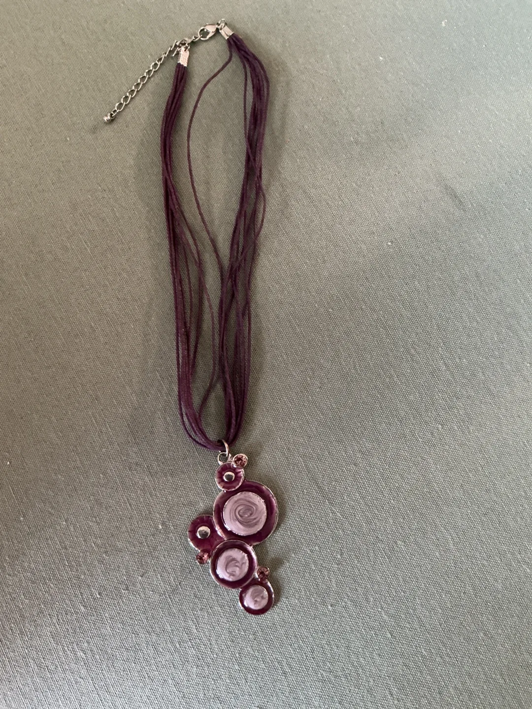 Purple Cord Necklace with Floral Pendant thumbnail