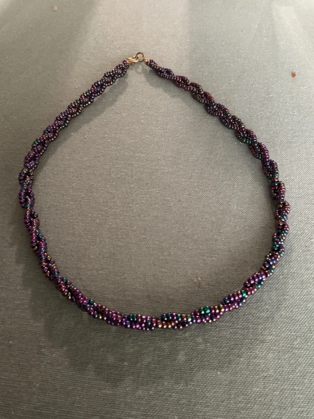 Braided Bead Necklace - Purple, Blue, Green thumbnail