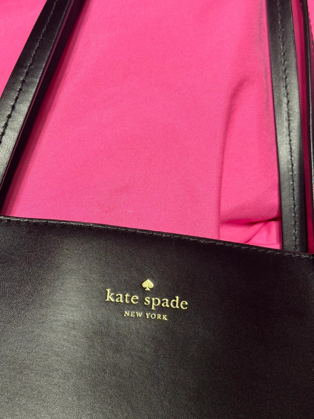 kate spade black leather tote image indicator(2)