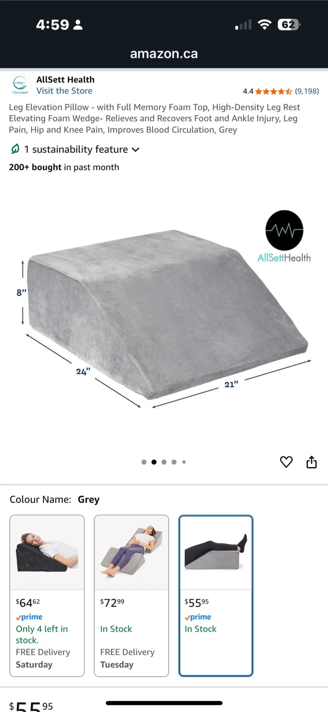 AllSett Health Leg Elevation Pillow - Grey image indicator(3)