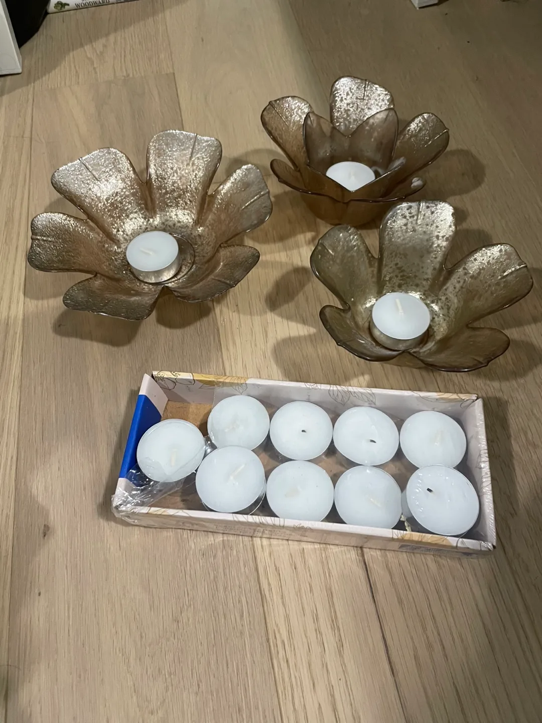 Tea light candle holders + tea lights thumbnail