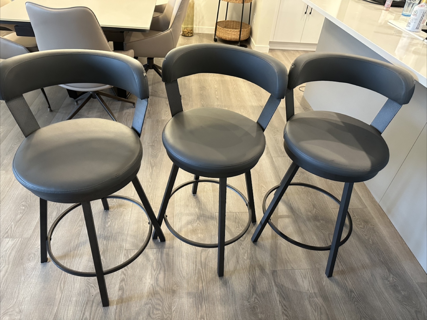 Set of 3 Grey Bar Stools