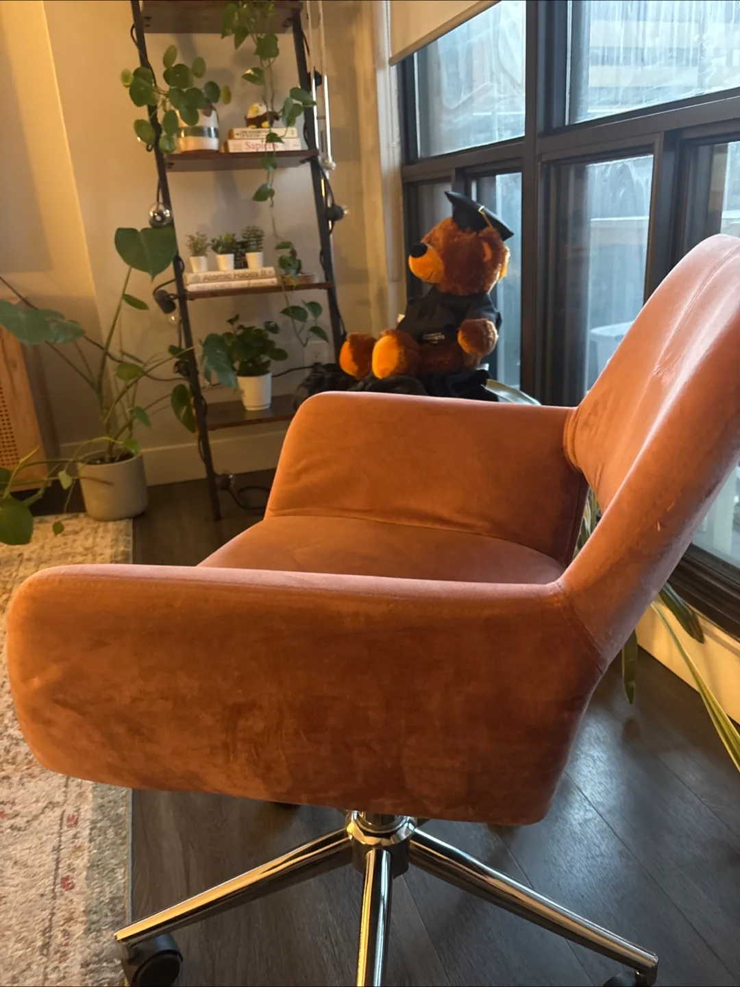 Pink Velvet Office Chair image indicator(2)