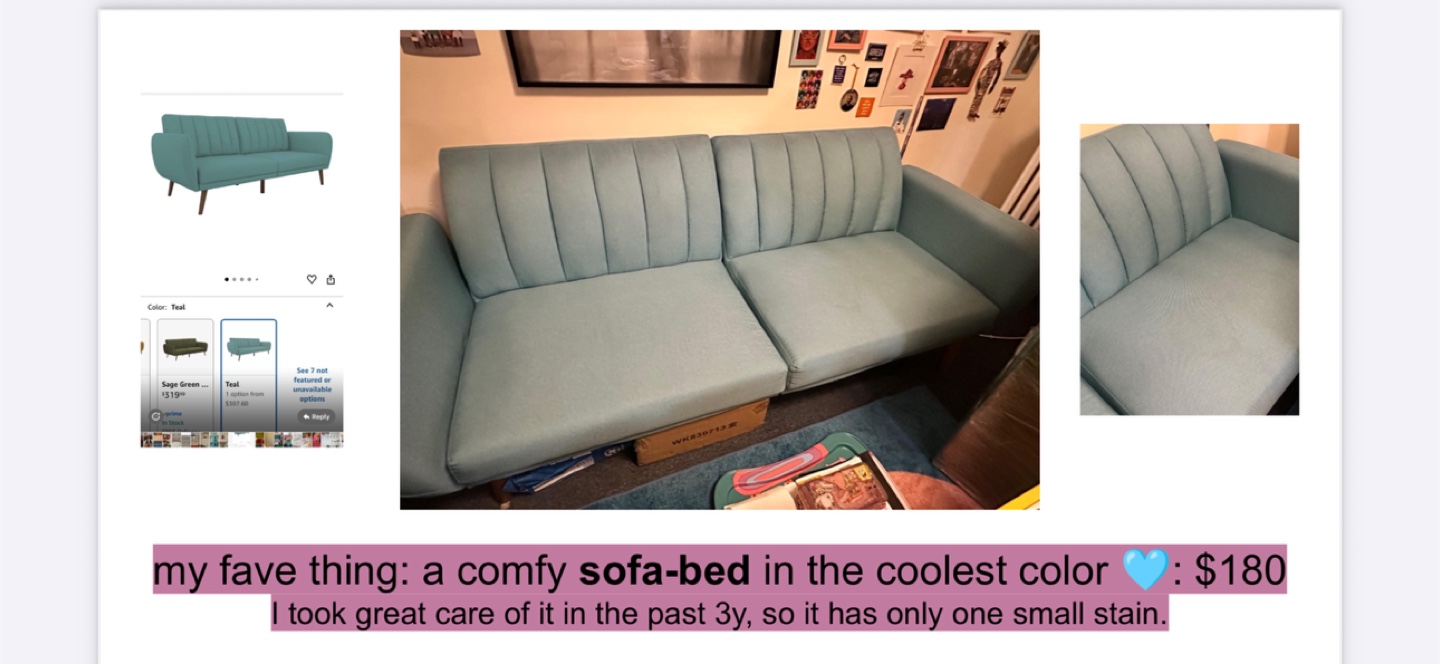 Teal Sofa-bed $180