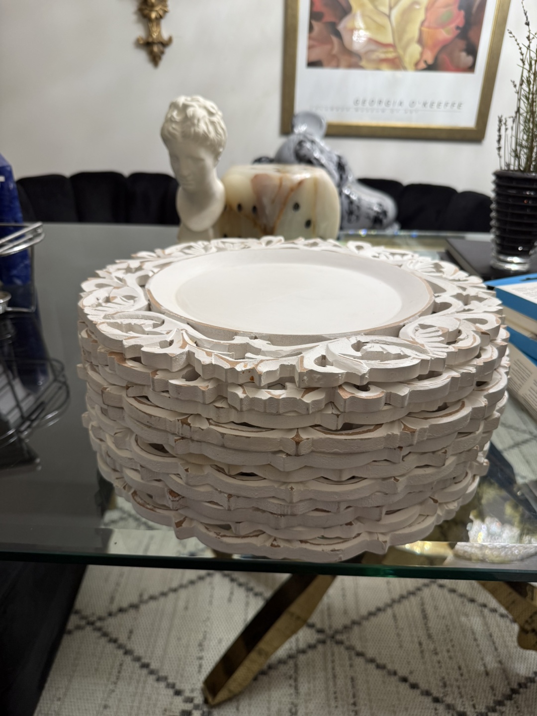 Decorative White Wooden Charger Plates - photo 2