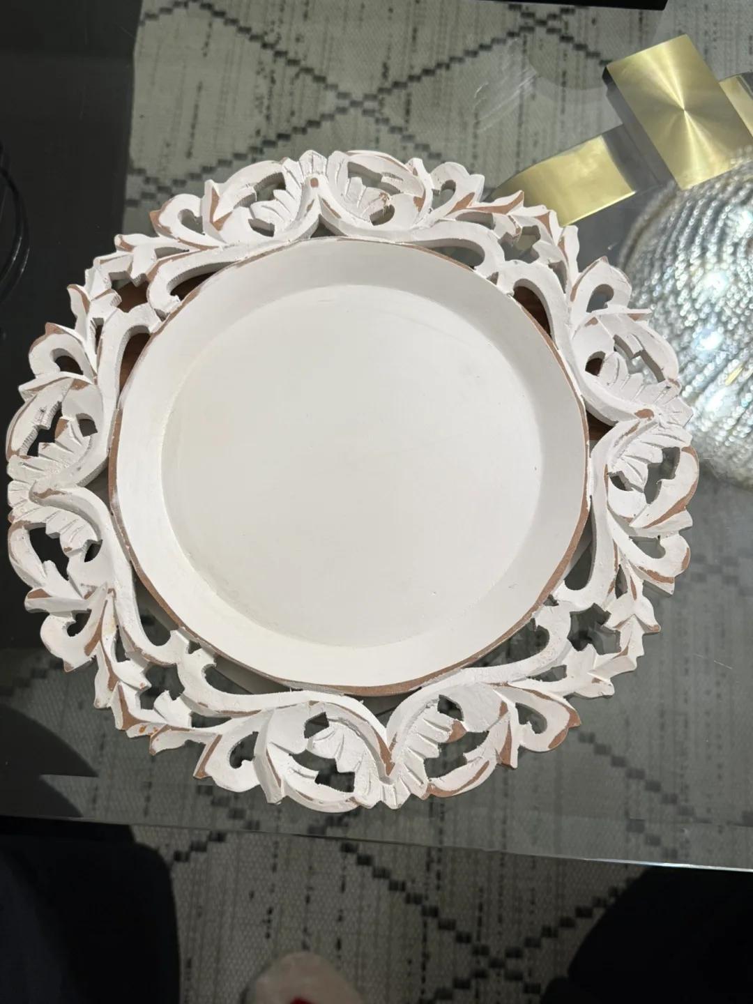 Decorative White Wooden Charger Plates thumbnail